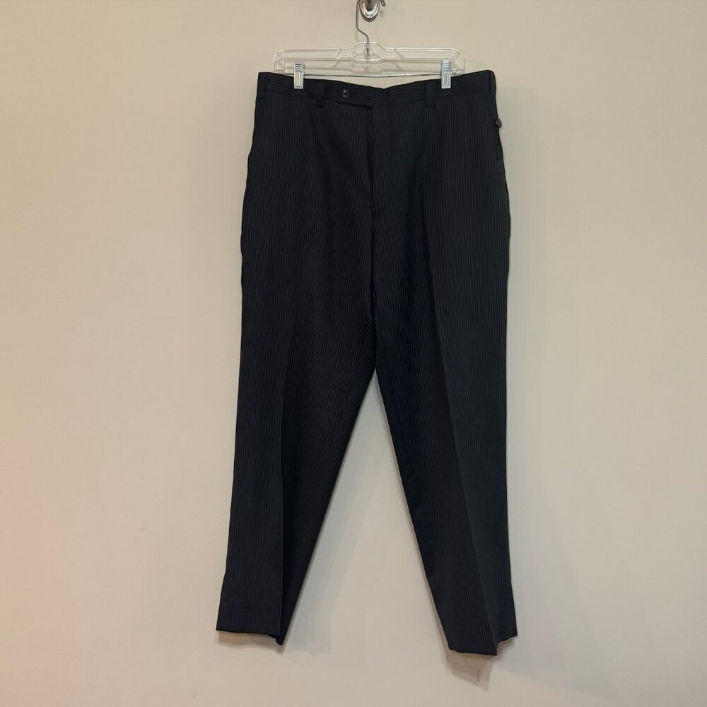 Calvin Klein 100% Wool 36/30 pinstripe black grey dress slacks pants
